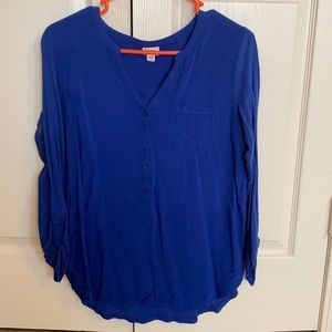 Merona 3/4 sleeve, blue v-neck, size M top